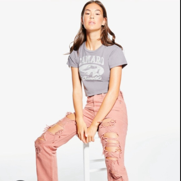 Women’s Aero 90's Baggy Ripped Jeans Coral Size 8 - Picture 3 of 8